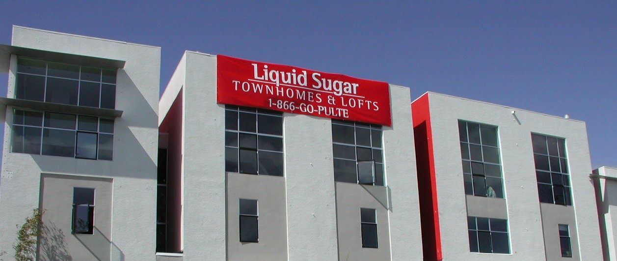 Image of new building with sign "Liquid Sugar"