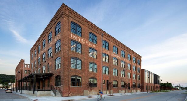 Large prick former agricultural warehouse in Council Bluffs, Iowa that is now a arts and cultural center