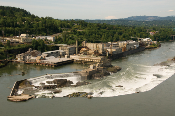 Former Blue Heron Paper Mill at Willamette Falls in Oregon City, OR